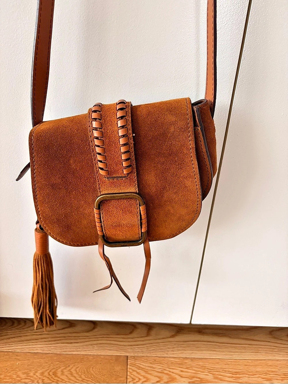 IRO brown suede leather bag with tassels